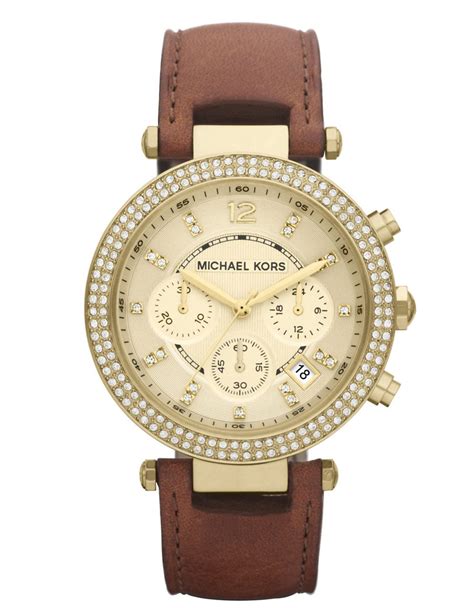 michael kors ladies watch brown leather strap|michael kors watch band extender.